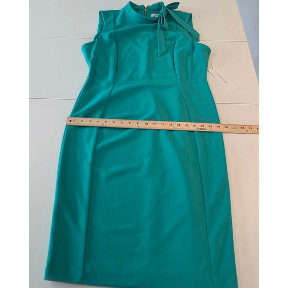 Calvin Klein Womens Green Bow Neck Sheath Dress CD4C1N62 Size 14 NWT - Picture 15 of 16
